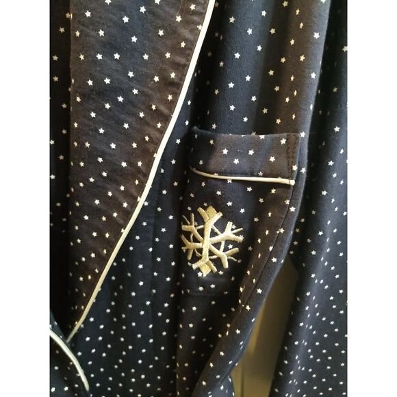 Vintage Ashley Taylor  L Women's Blue Micro Star Snowflake Embroidered T Robe... - Picture 3 of 9